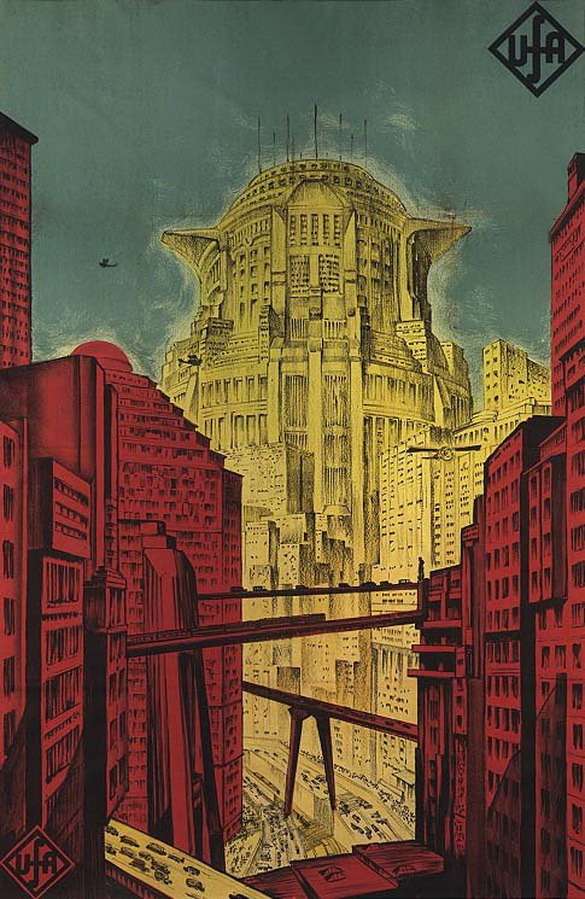 Рекламный плакат фильма «Метрополис» (кинокомпания UFA, режиссер Фриц Ланг, 1927 г.)