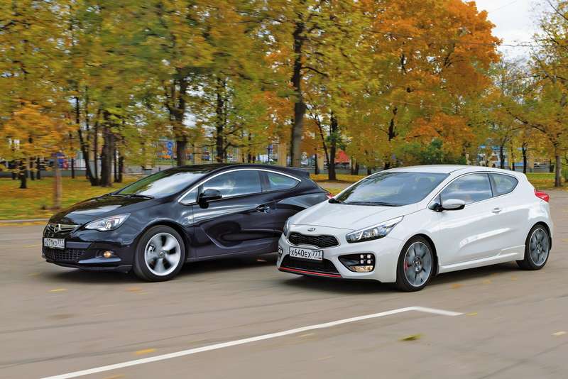 Kia pro_cee'd GT 1.6 (204 л.с.), 6АКП + опции (952 939 руб.) <br/>и Opel Astra GTC A 1.6 (200 л.с.), 6МКП, Sport + опции (1 137 900 руб.)