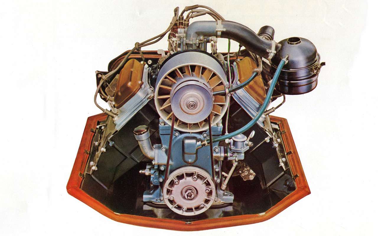 Двигатель V4 воздушного охлаждения.