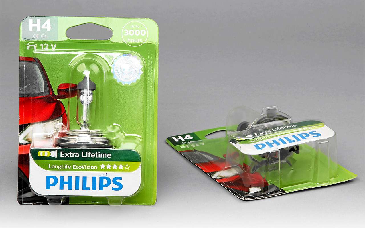 Philips Extra Lifetime H4 – из тройки ­наиболее «долгоиграющих». Так и не сгорели! Надо брать.