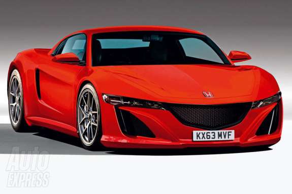 New Honda NSX rendering by Autocar side-front view