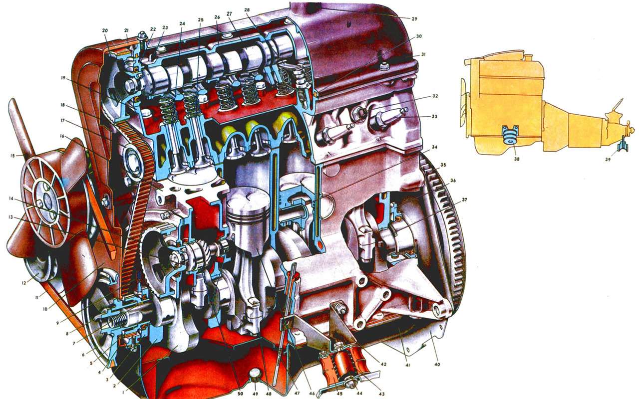 Двигатель ВАЗ-2105 с ременным приводом ГРМ.