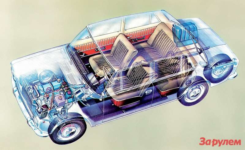 В начале 1970-х ВАЗ-2101 был вполне современным автомобилем: дисковые тормоза спереди, пружинная задняя подвеска, верхневальный двигатель.