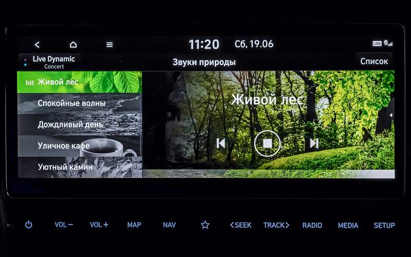 Медиасистема унифицирована с другими моделями Hyundai и Kia. Дисплей – 8 дюймов в «базе» и 10,25 в дорогих исполнениях (на фото).