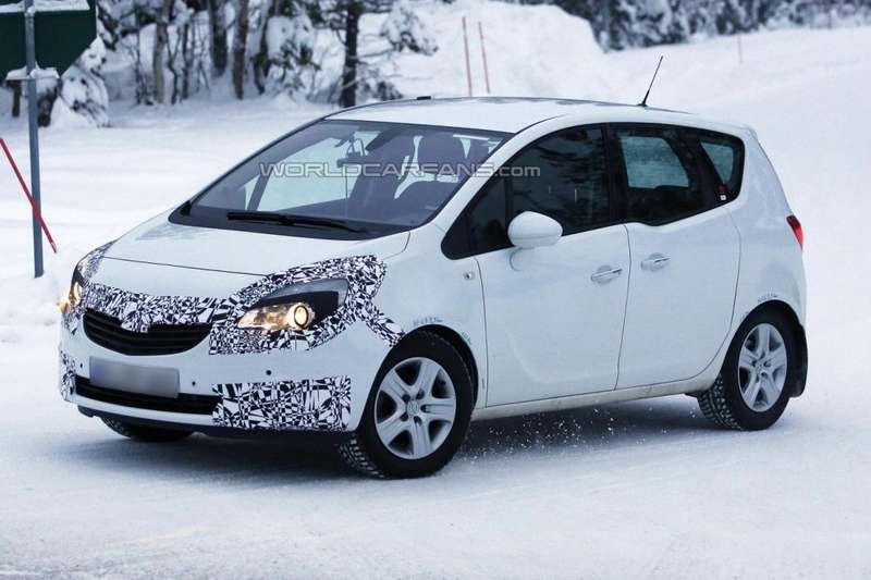 Facelifted Opel Meriva test prototype side-front view_no_copyright