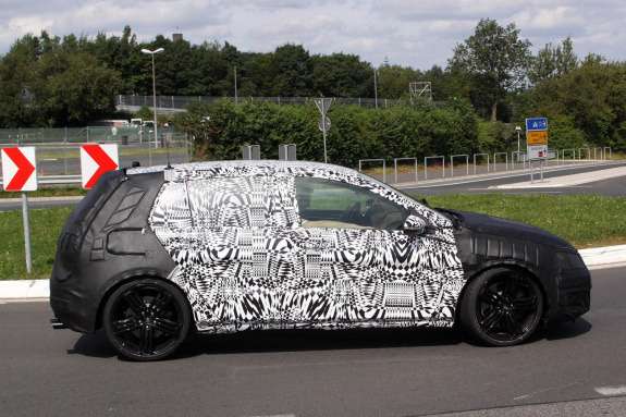 New Volkswagen Golf R test prototype side view_no_copyright