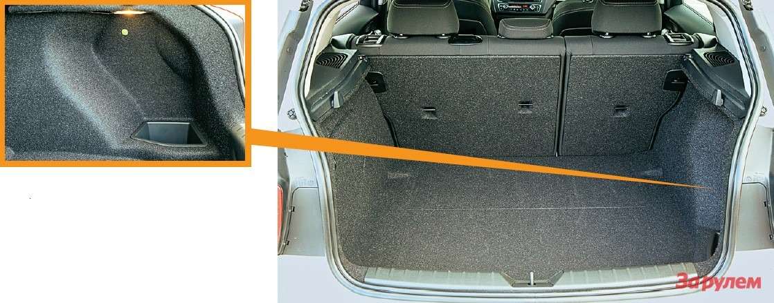 Багажник БМВ размерами почти копирует конкурента: легким движением руки 360 л превращаются в 1200. Для мелкой поклажи — небольшой карман.