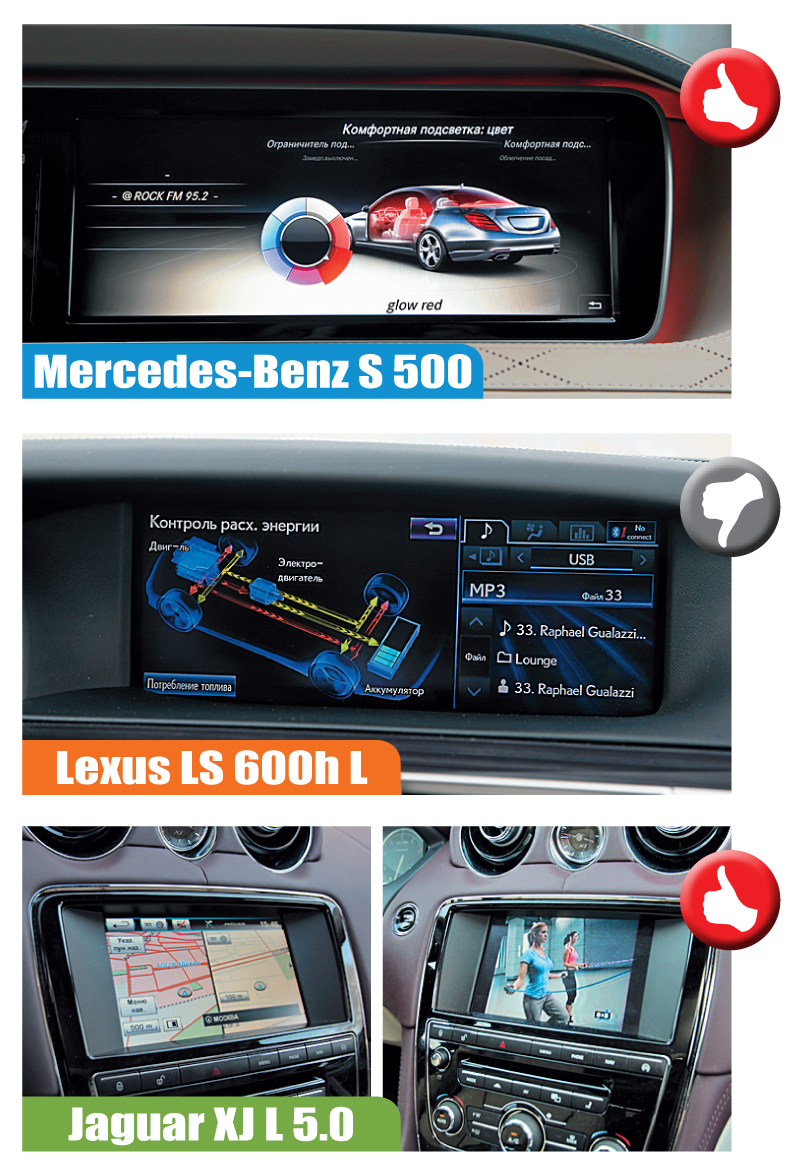 Lexus LS 600h L, Jaguar XJ L 5.0 и Mercedes-Benz S 500