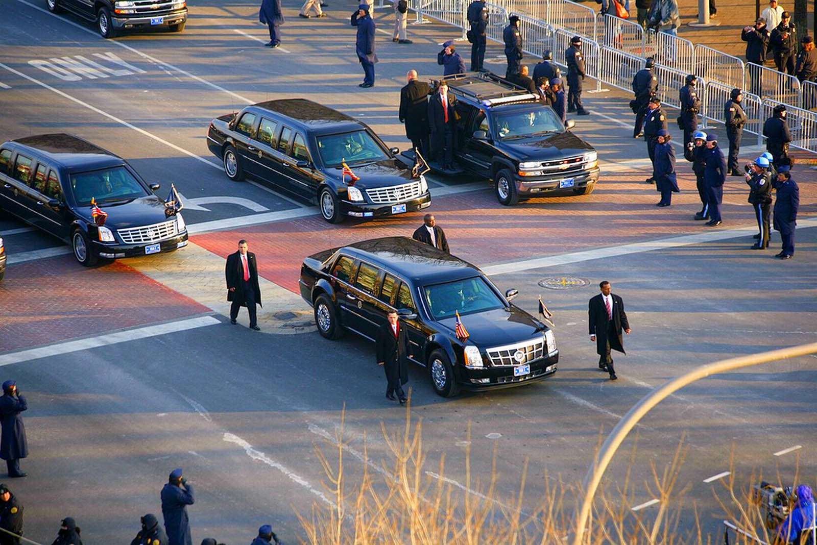Cadillac One с кортежем на инаугурации Барака Обамы 20 января 2009 года.