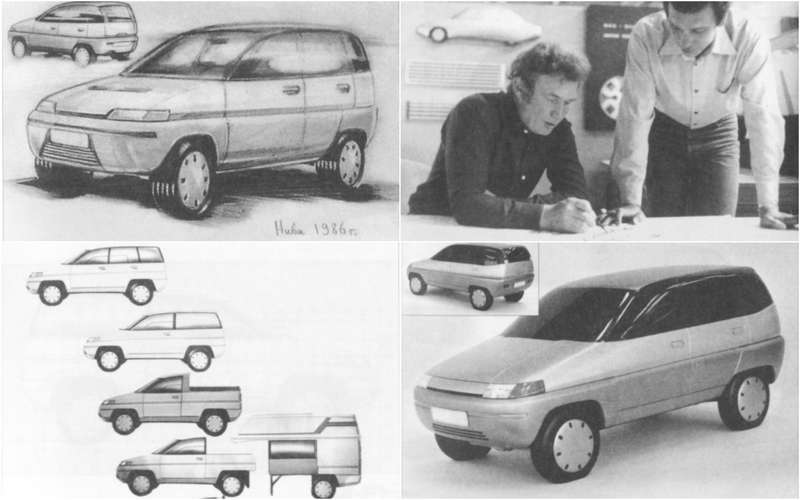 Эскизы и макет новой Нивы Белякова. Попробуйте сравнить с Honda HR-V первого поколения — увидите некоторое сходство.