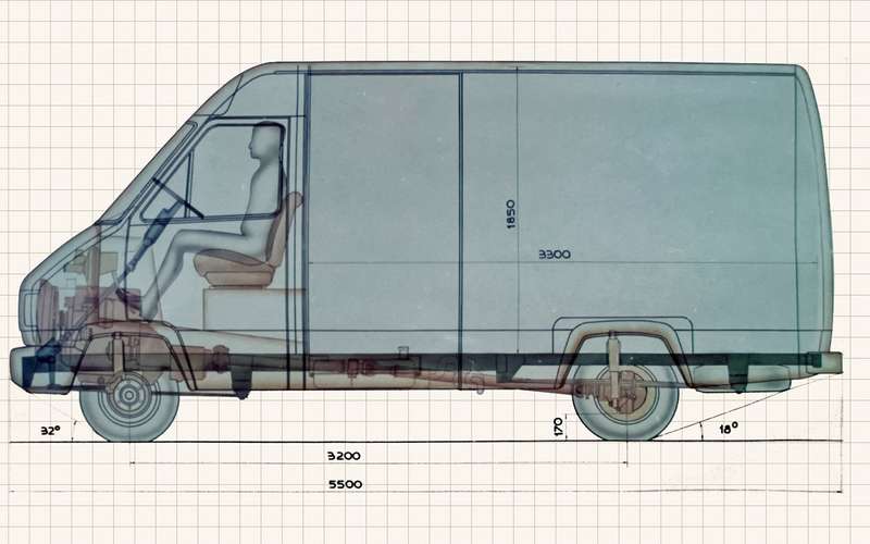 Компоновка базового фургона с высокой крышей и рессорными подвесками.